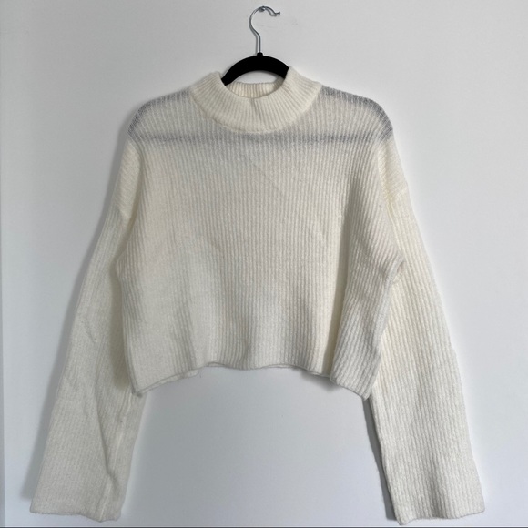 White Crop Top Sweater - Picture 1 of 1